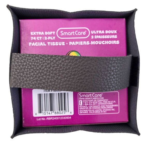 Tissue Box Cover Holder Square Cube Cover Faux PU Leather Dark Gray NEW NWT - Picture 4 of 5